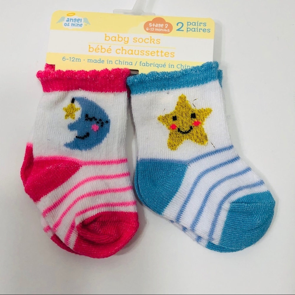 “Angel of Mine” Two Pair Baby Socks
